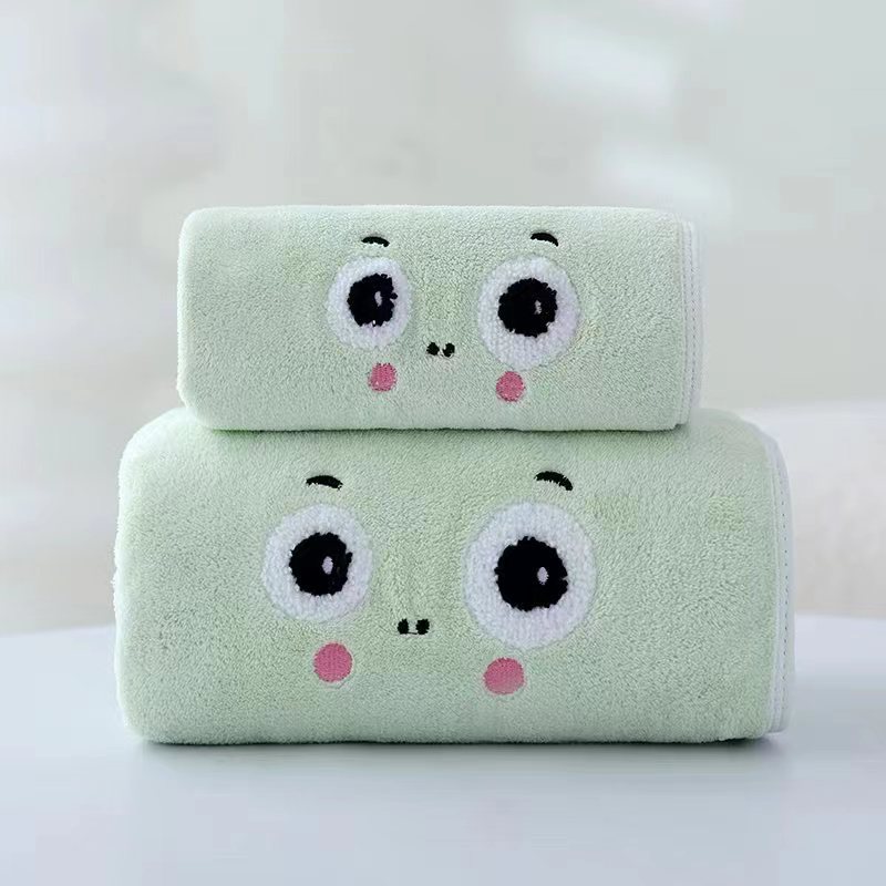 New Coral Fleece Towel Bath Towel Set Animal Cartoon Two-Piece Set Logo Adult Home Bath Towel