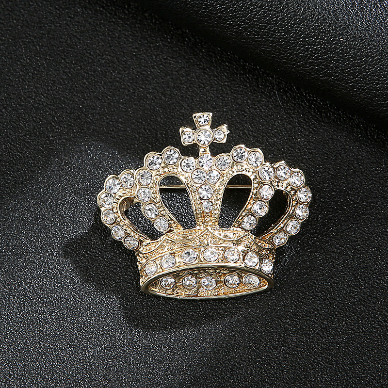 欧美气质男士皇冠胸针 满钻西装搭配胸口胸针 绅士西服别针配饰