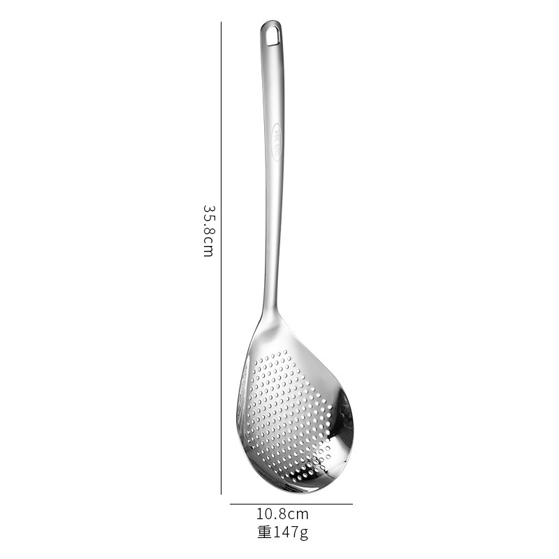 304 Pepper Spoon Household Kitchen Thickened 304 Stainless Steel Hole Big Strainer Fishing Dumplings TikTok Hot Sale