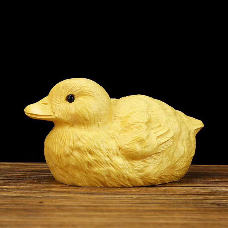 黄杨木雕鸳鸯鸭子家居装饰摆件中式实木雕刻手工艺文玩茶宠送礼