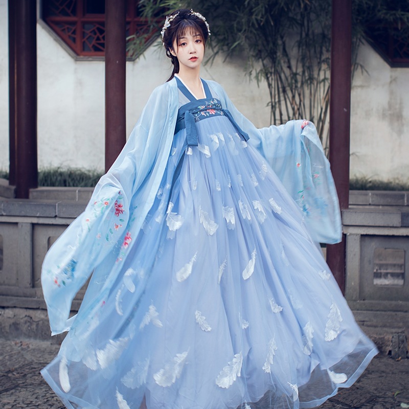 【清欢】汉服春款女学生襦裙中国风汉元素刺绣汉服3米摆齐胸襦裙