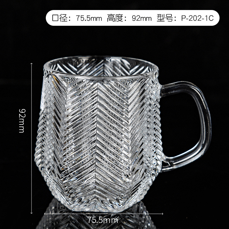 Household Household Restaurant Milk with Handle Coffee Cup Transparent Glass Tea Brewing Water Cup Glass Mug Handle Wholesale