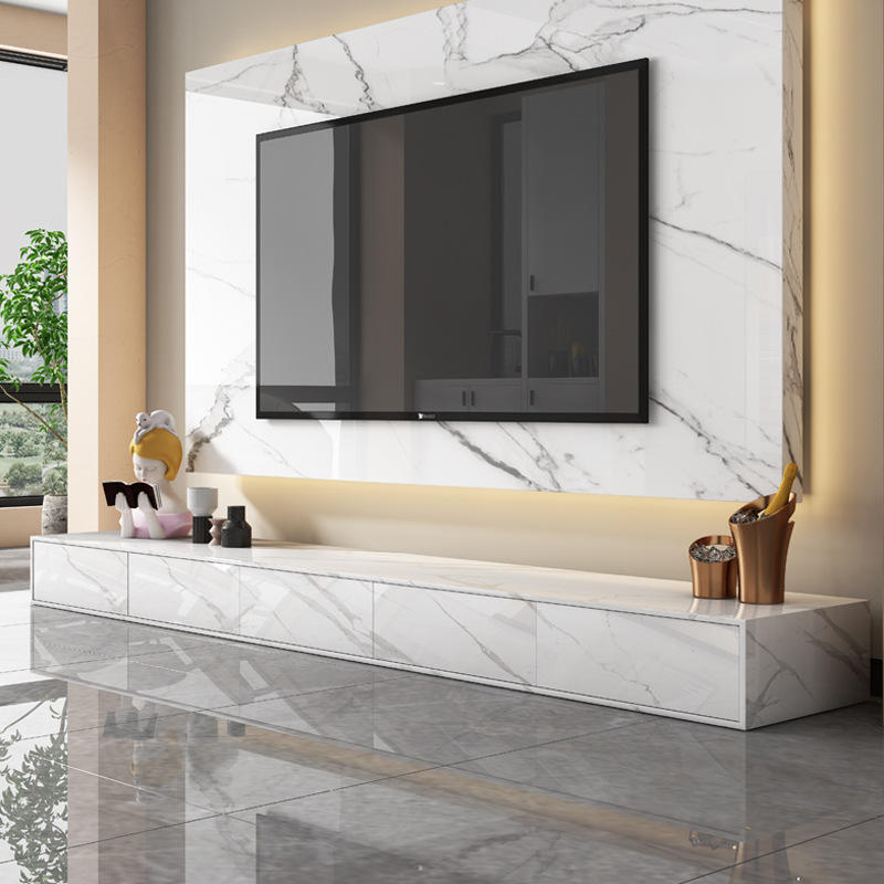 轻奢岩板电视柜现代简约茶几客厅落地柜小户型电视机柜地台带抽屉
