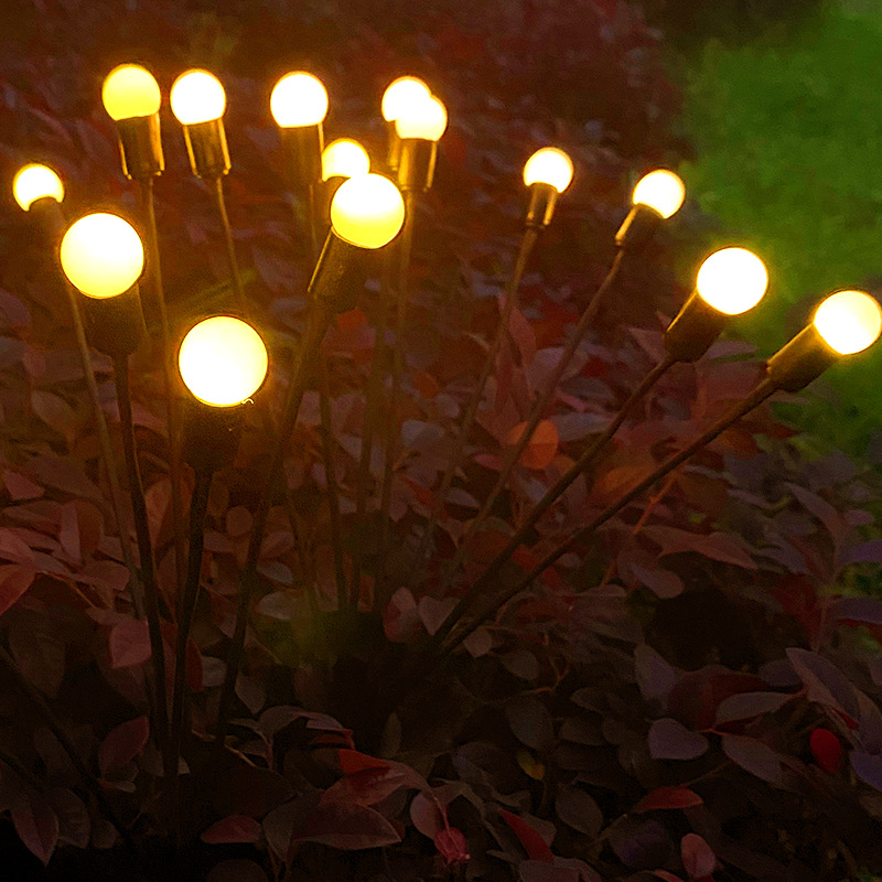 New Solar Lawn Lamp Led Pneumatic Firefly Light Outdoor Courtyard Garden Ground Plugged Light Waterproof Camping Lantern
