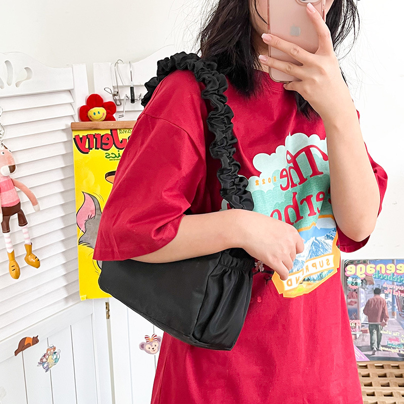 2022 Spring and Summer New Japanese Ins Style Fresh Fairy Pleated Underarm Shoulder Bag Korean Cute Small Bag