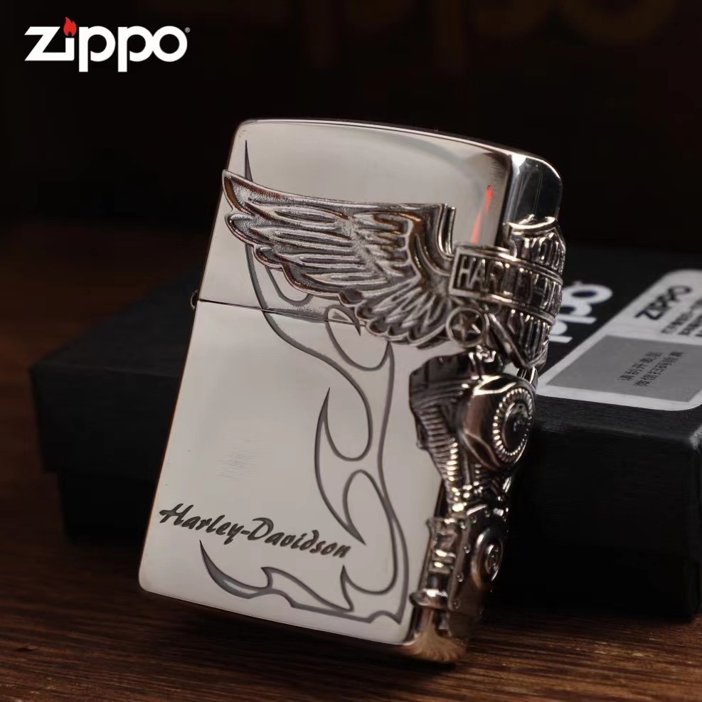 zippo芝宝正品煤油打火机个性哈雷贴章系列侧鹰防风