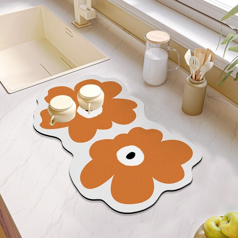 Soft Diatom Ooze Kitchen Water Draining Pad Bar Water Absorption Heat Insulation Coaster Pastoral Style Special-Shaped Bowl and Plate Drying Mat Disposable Mat