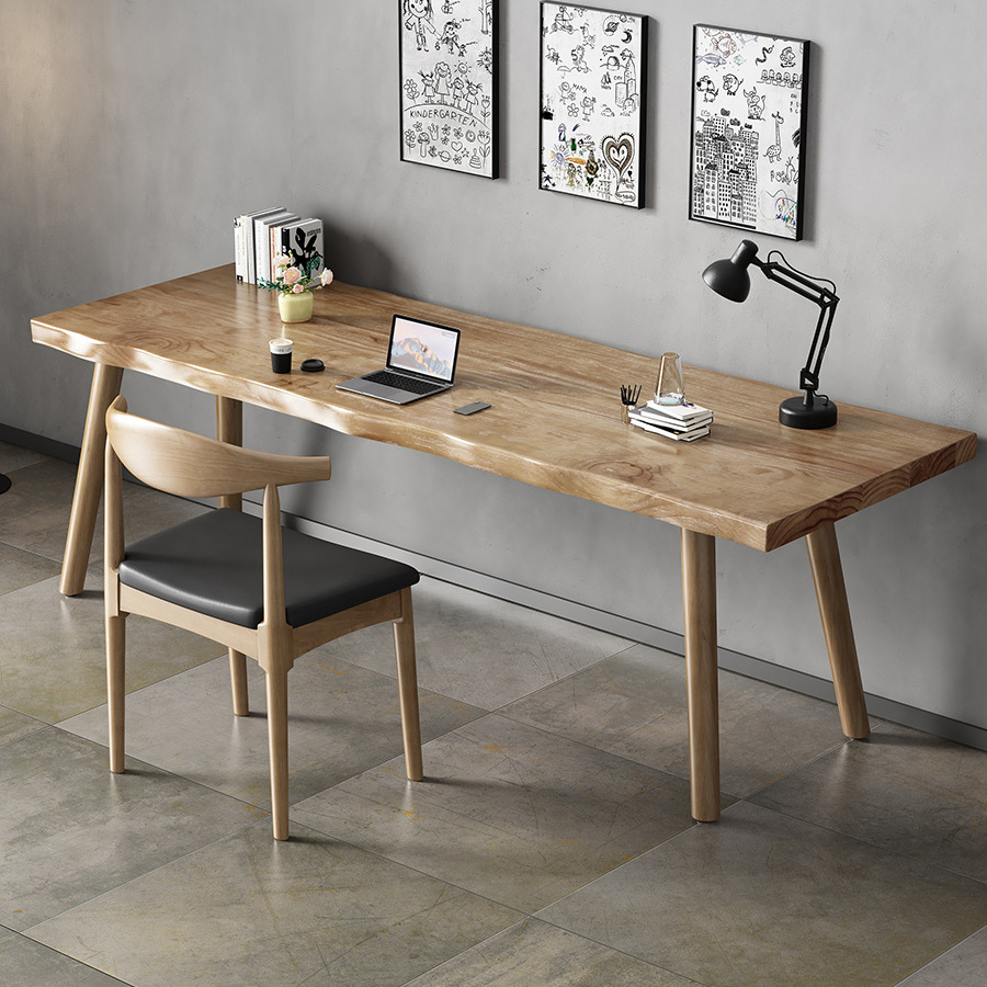 北欧实木书桌小户型客厅家用电脑桌椅组合简约书房学生写字长条桌