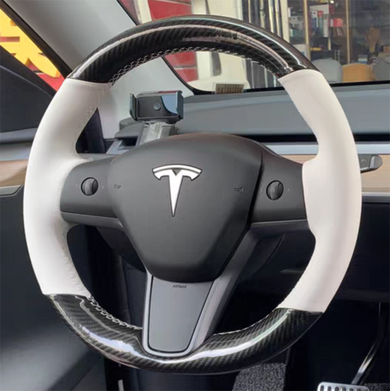 特斯拉model3方向盘套翻毛皮model y/x/s把套专用手缝全包款-阿里巴巴
