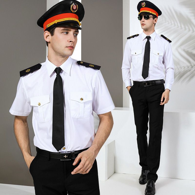山力达迪新款铁路制服男套装铁路工作服制服乘务员白色制服衬衫长