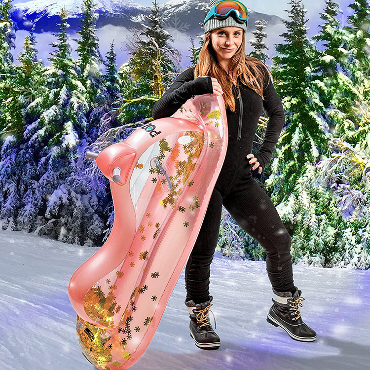 跨境厂家供应 耐寒PVC充气滑雪摩托艇 儿童充气滑雪车滑雪橇滑