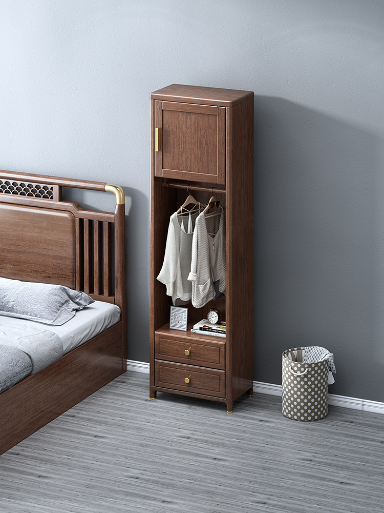 新中式实木床头柜小型床边衣柜储物柜儿童衣橱家用卧室挂衣收纳柜