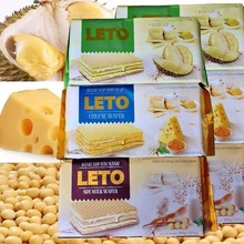 越南进口LETO威化饼 豆奶味榴莲味夹心威化休闲小吃零食 批发代理