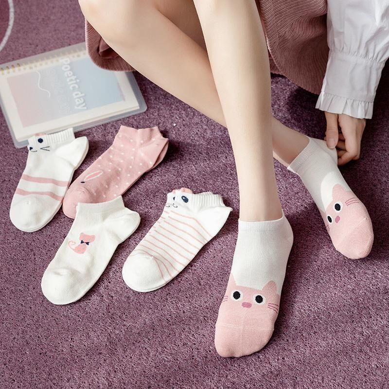 Spring and Summer New Boat Socks Women Japanese Cute Cotton Socks Korean Socks Low Top Shallow Mouth Pink Socks Women Ins Wholesale