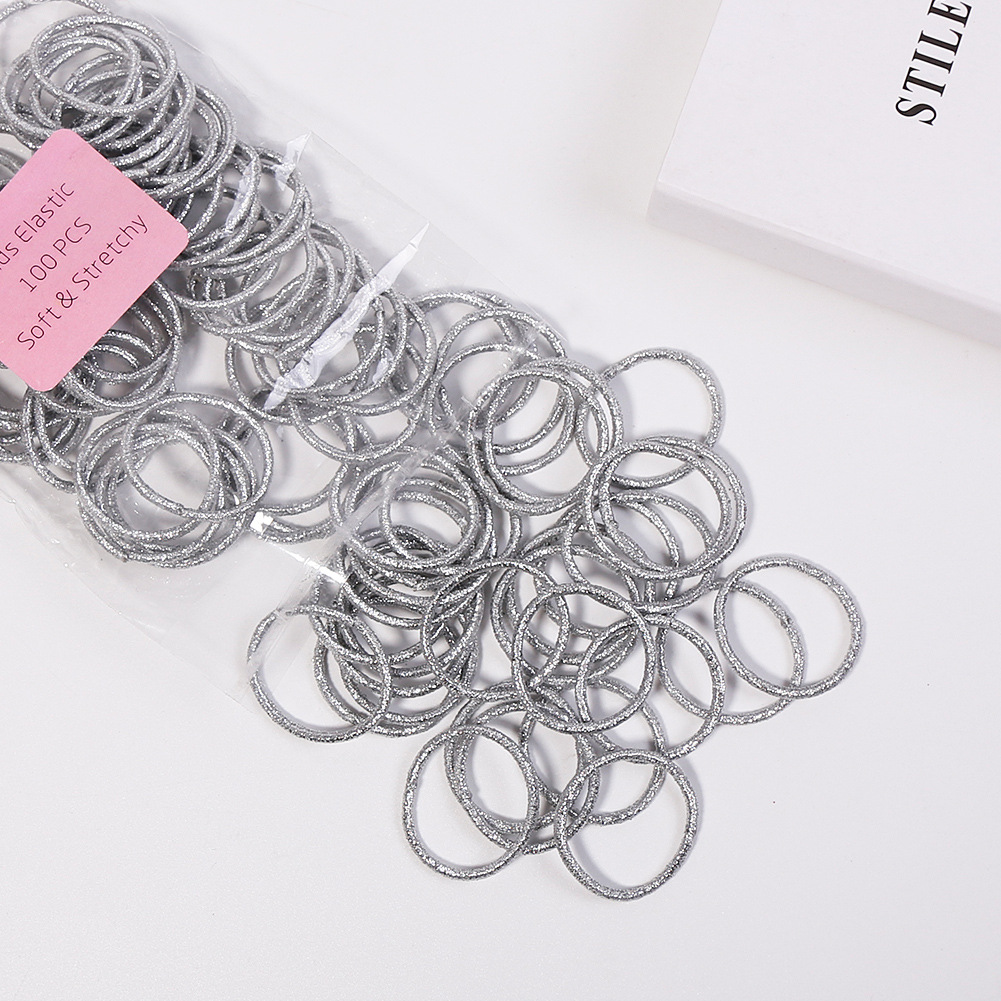 Korean Style Thin Hair Ties Hair Accessories Gold and Silver Hair Ring Ironing Shiny Seamless Durable Elastic Hair String Hair Band