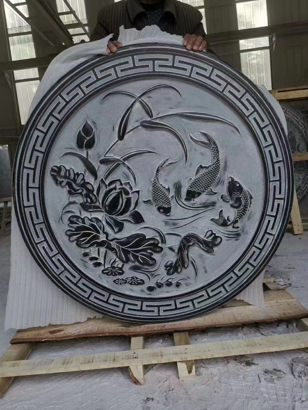 嘉祥石雕青石大理石 庭院影壁墙石 装饰地面地雕吉祥图案壁画雕刻