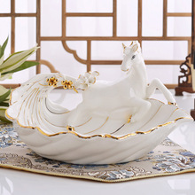 马水果盘桌面陶瓷装饰品客厅茶几摆件糖果盘欧式开业送礼工厂直供