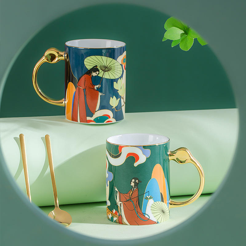 景德镇中国风陶瓷情侣对杯套装七夕情人节马克杯文创礼品杯子套装