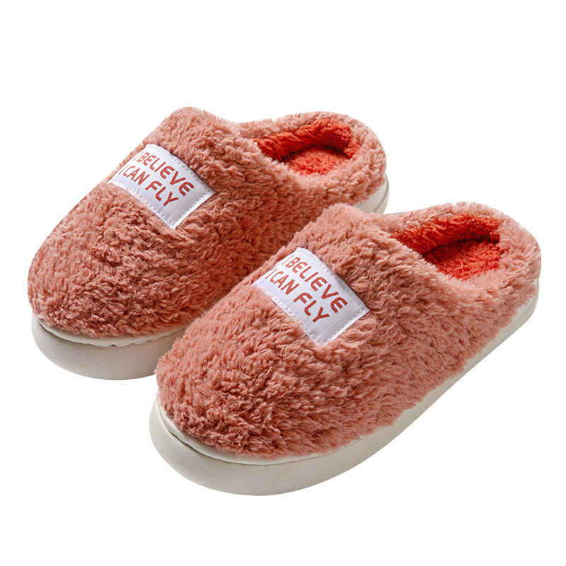 Winter New Fleece-Lined Fluffy Thick-Soled Cotton Slippers Women's Autumn Slippers Indoor Non-Slip Home Plush Cotton Slippers Wholesale
