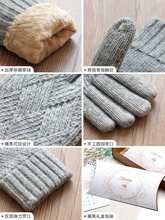 秋冬季冬天短韩版双层加绒加厚触屏触控保暖毛线针织羊毛手套女士