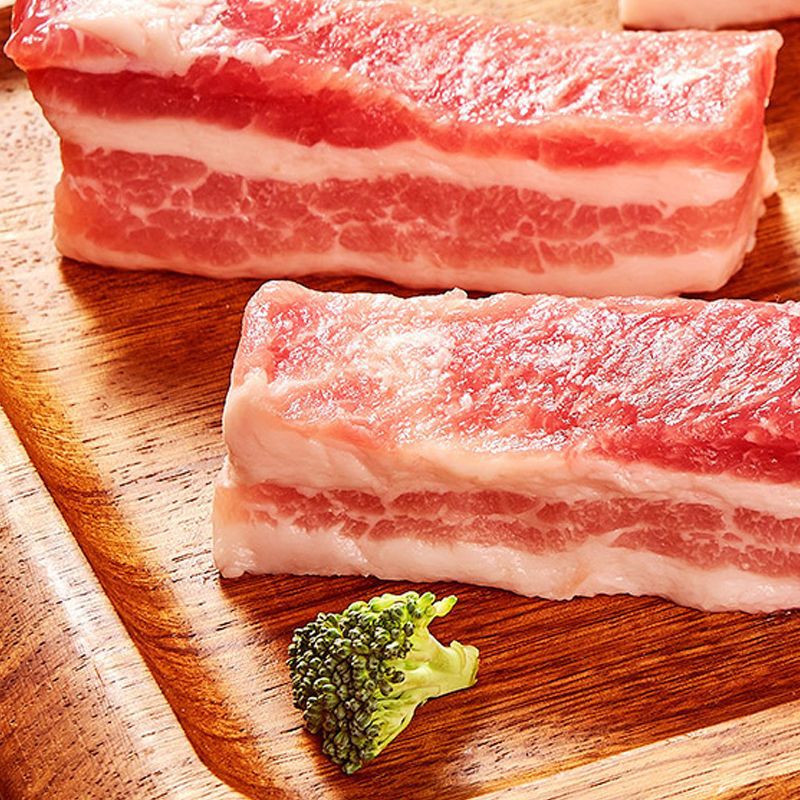 去皮五花肉2斤4斤肥厚相间猪肉新鲜冷冻去骨土猪肉烧烤猪五花肉条