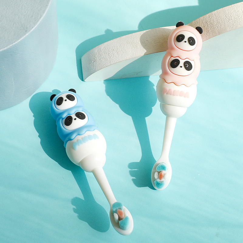 Children's Soft-Bristle Toothbrush Baby Toothbrush Silicone Baby Toothbrush 1-6 1 and a Half Years Old Children's Toothbrush Cute Panda