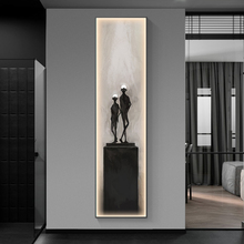 高级黑白轻奢玄关壁画细长装饰画现代竖艺术人物感抽象挂画条走廊