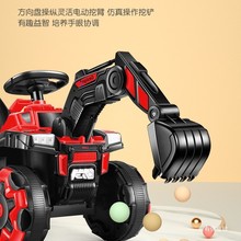 儿童挖掘机玩具车可坐人男孩电动挖土机可坐遥控勾机大型号工程车