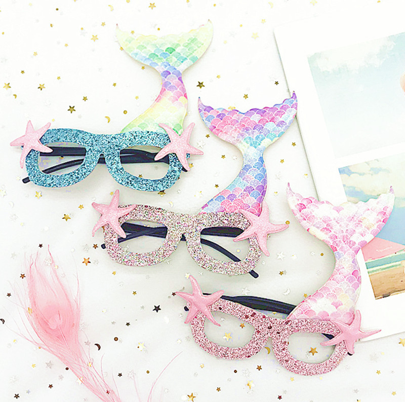 New Children's Ins Glittering Powder Glasses Frame Internet Celebrity Mermaid Decoration Glasses Accessories Holiday Party Supplies Accessories