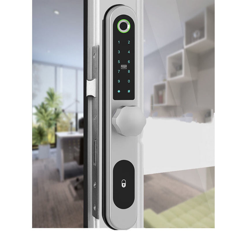 玻璃锁门锁推拉门断桥铝合金塑钢门密码锁推拉玻璃门平移门智能