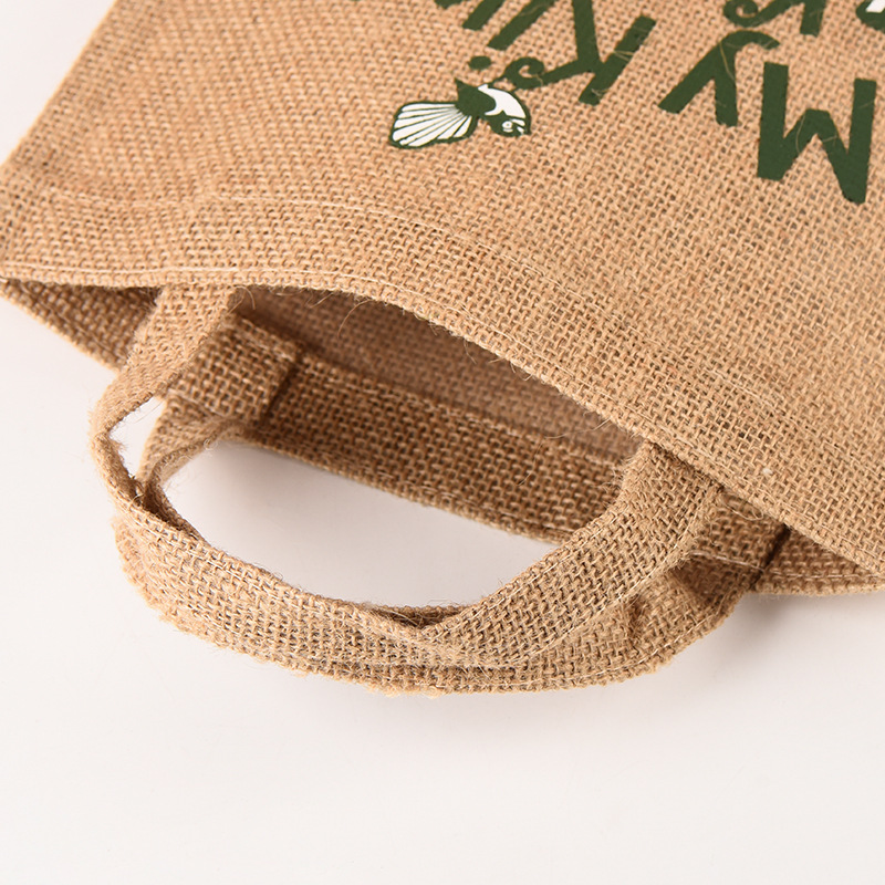 Internet Celebrity Sack Linen Handbag Sack Green Shopping Bag Logo Blank Jute Canvas Customization