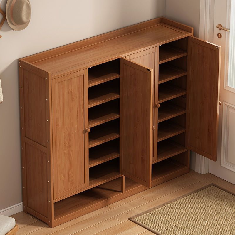 鞋柜家用门口简约现代多层实木鞋柜防尘大容量收纳简易楠竹鞋架子