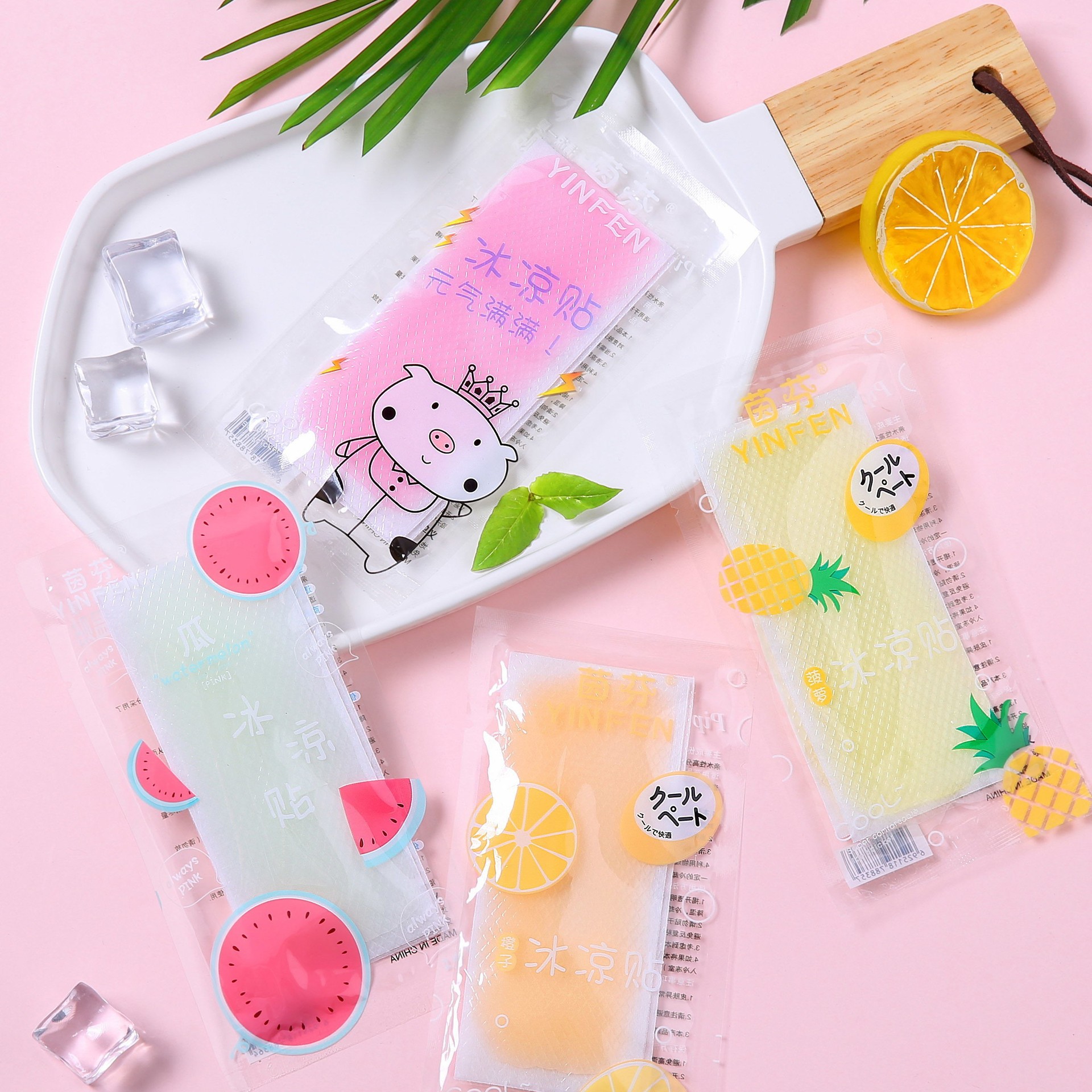 Summer Cartoon Fruit Flavor Cooling Plaster Summer Relief Summer Vacation Cooling Artifact Cooling Plaster Driving Refreshing Stickers Batch Delivery