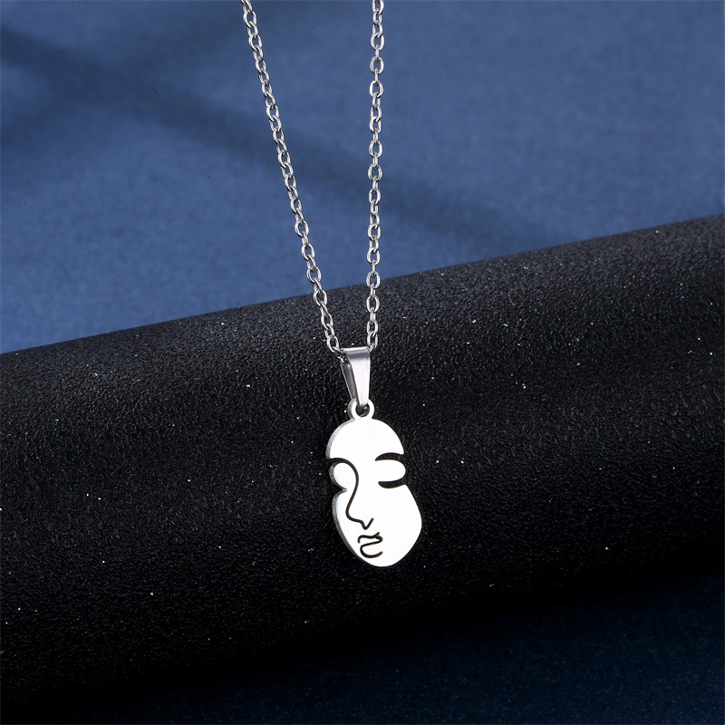 European and American Style Fashion Personalized Face Pendant Necklace Cross-Border New Abstract Art Sweater Chain Earings Set Women