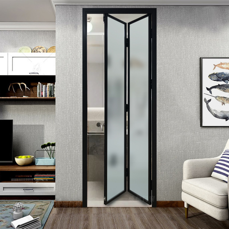 极窄边折叠门卫生间门厕所门厨房门阳台门窄框吊轨门铝合金门