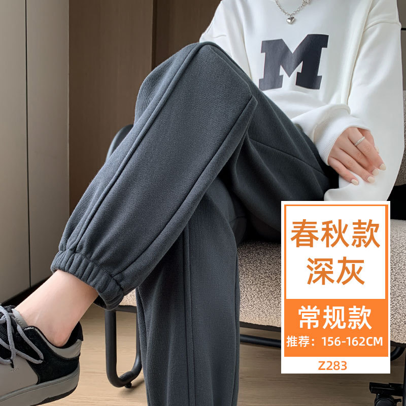 Sports Pants Women's Pants Autumn and Winter 2023 New Cropped Loose Leisure All-Matching Small Ankle-Tied Gray Sweatpants