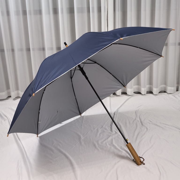 仿木手柄!大号自动纯色银胶男女绅士长柄雨伞-阿里巴巴