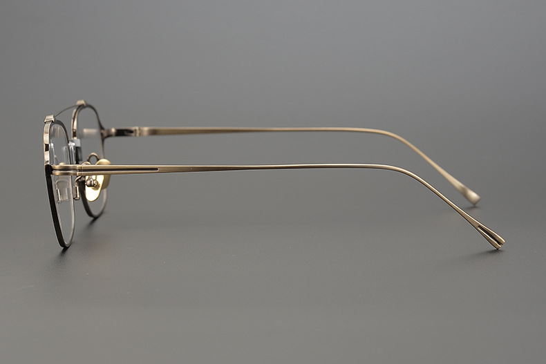 手工古铜色造旧哑光磨砂镜框 百搭飞行员式纯钛眼镜男女 简约复古