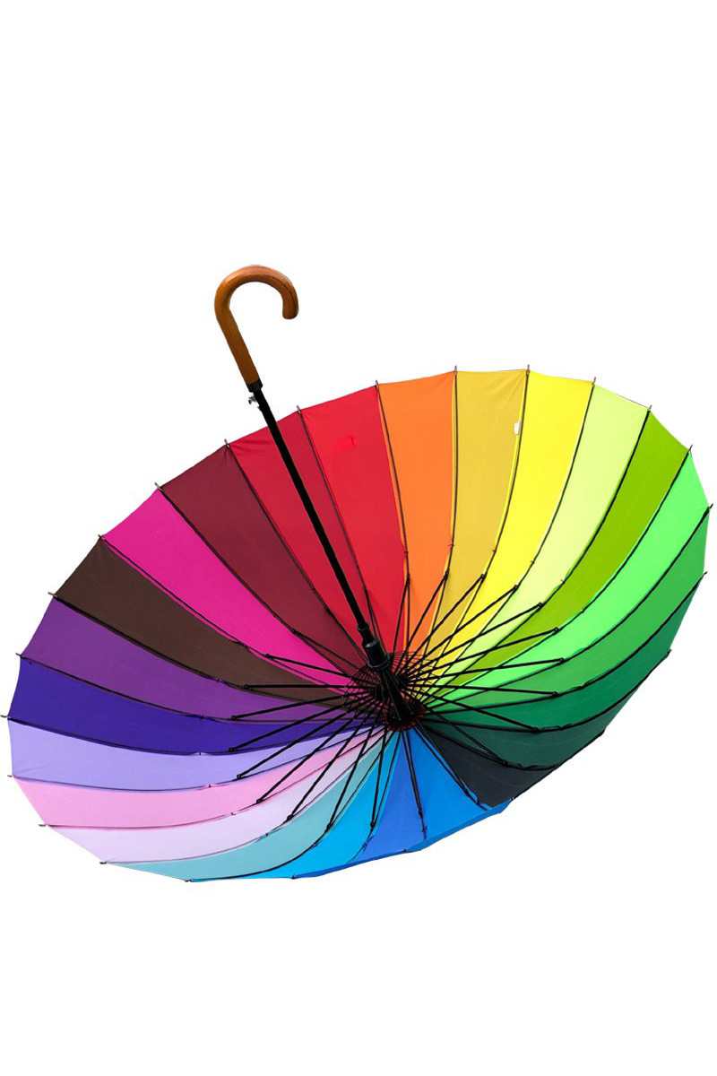 优质男女抗风24骨长柄彩虹伞晴雨伞双人雨伞自动七彩太阳伞伞