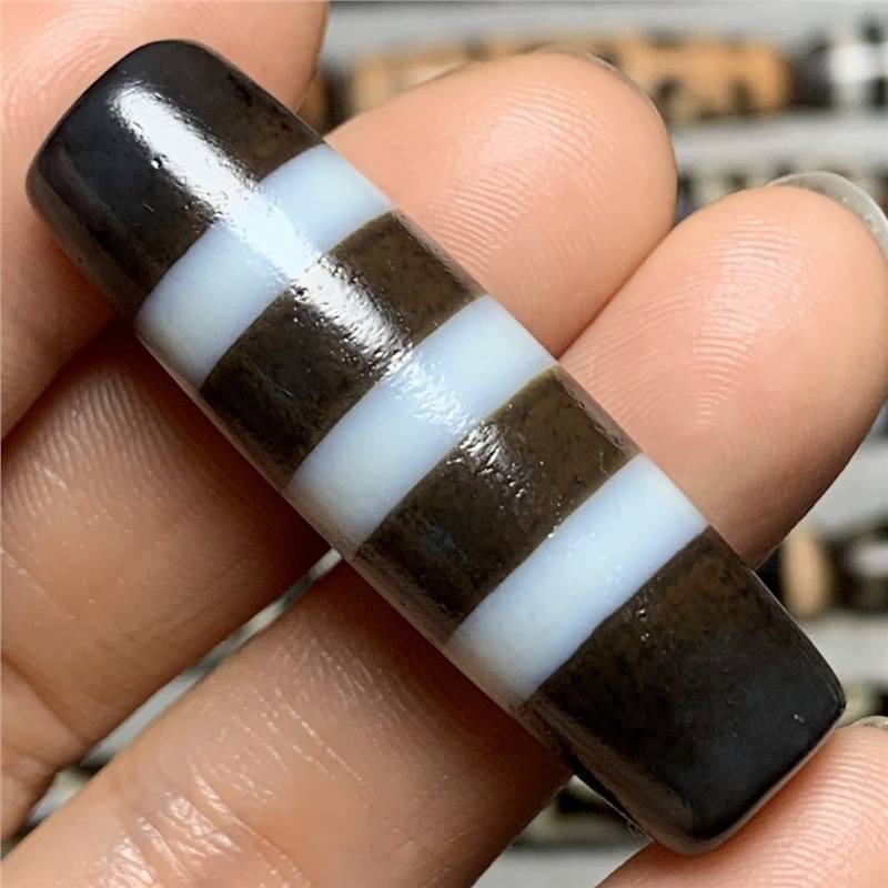 一物一图 天然玛瑙真品老料包浆三线线珠天珠吊坠40*12mm-阿里巴巴