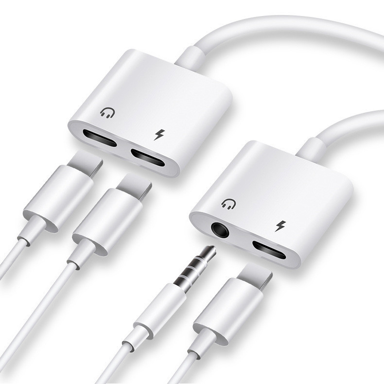 适用苹果手机耳机转接线3.5转lightning转换器声卡直播音频转接头