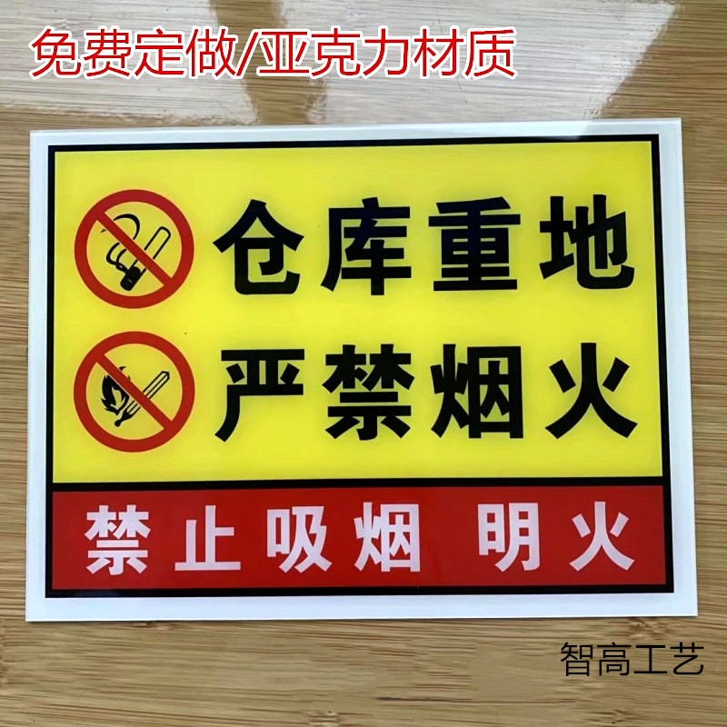 仓库重地严禁烟火警示牌禁止烟火仓库标识牌仓库重地禁止吸烟明火