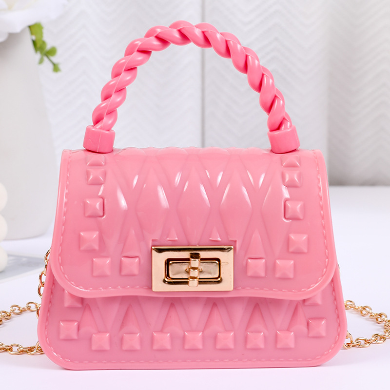 New Pvc Mini Leaf Pattern Gel Bag Single Messenger Bag Portable Coin Purse Women's Chain Cross-Body Bag