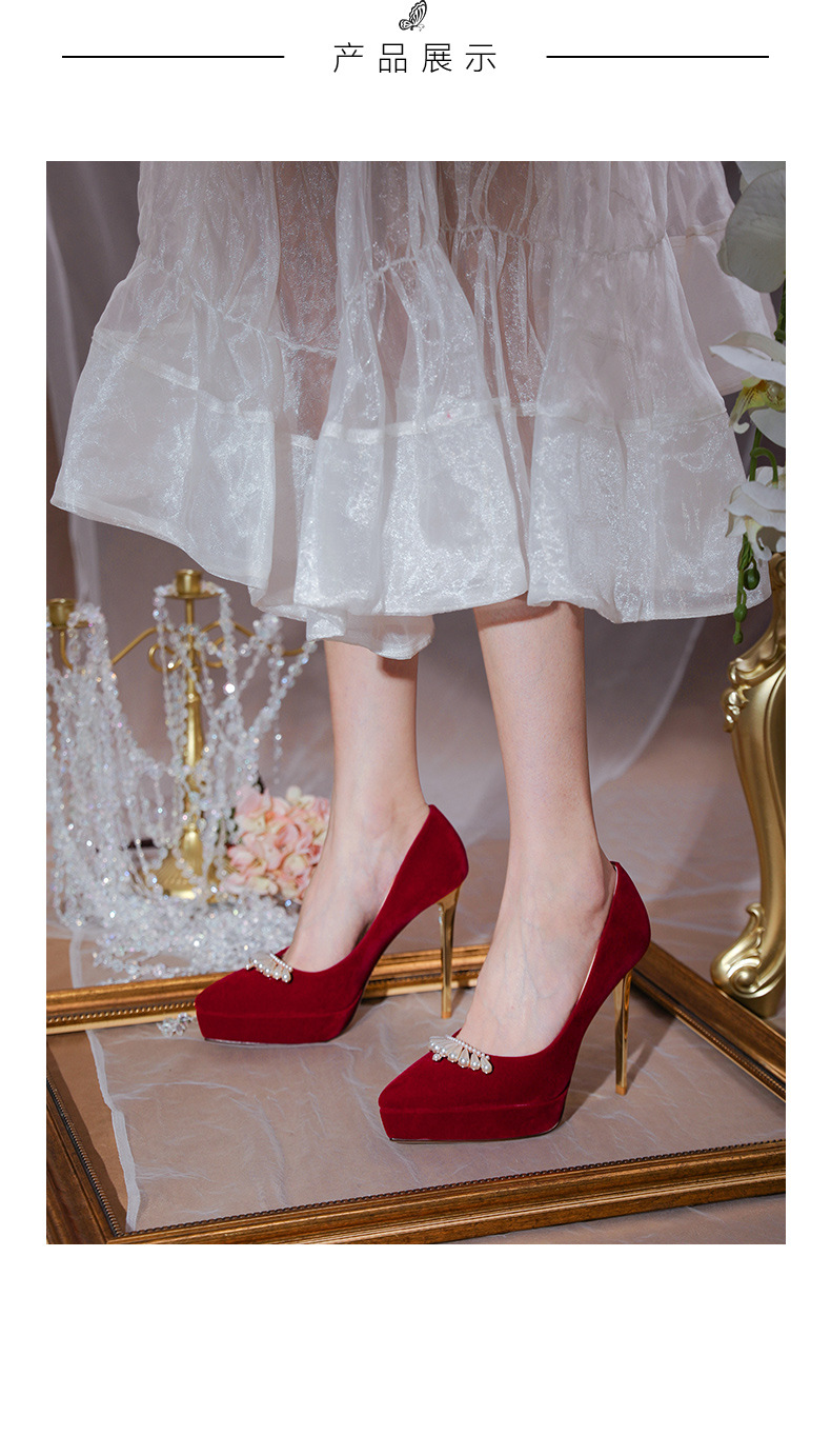 媚爱婚鞋 防水台婚鞋秀禾高跟新款红鞋女礼服鞋结婚鞋子新娘鞋