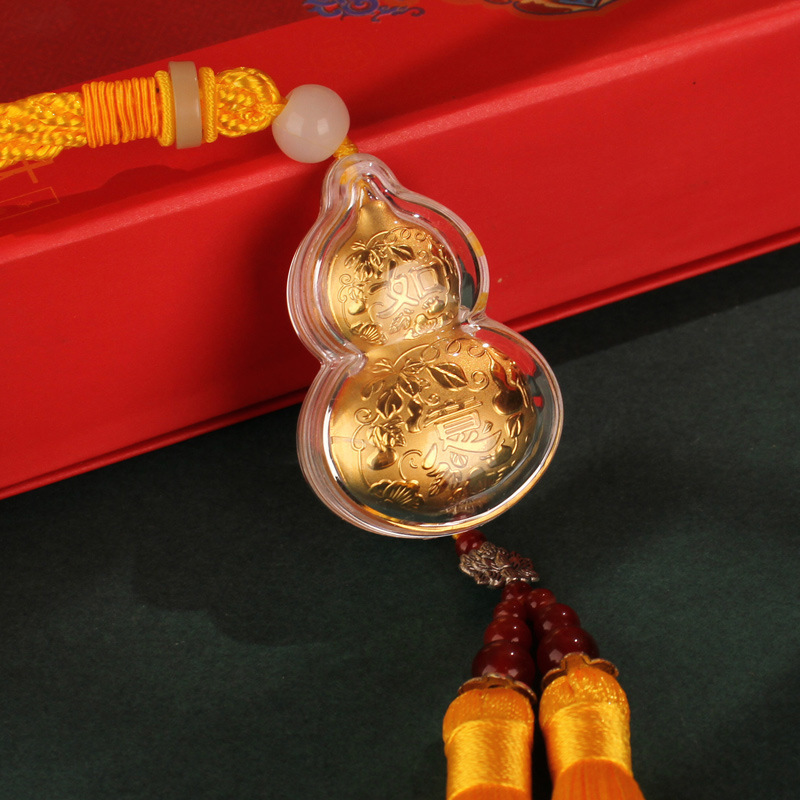 2022虎年金箔吉祥如意葫芦车挂 足银家居挂件 保险开门红直播礼品