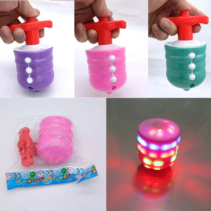 Colorful Music Light-Emitting Gyro Night Market Stall Hot Sale Children's Rotary Table Flash Electric Toy Imitation Wood Gyro