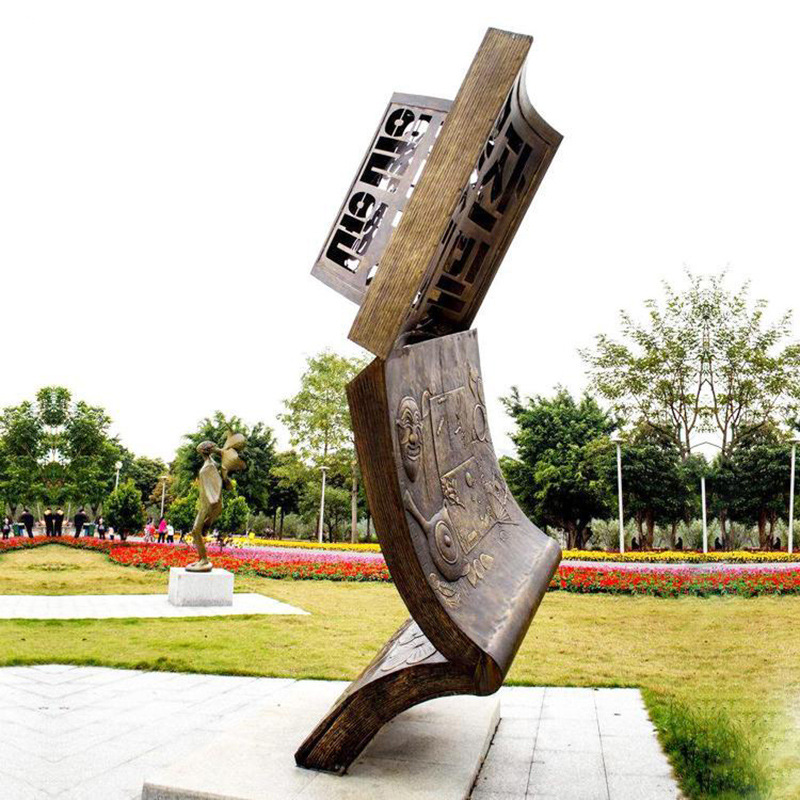 铸铜书简雕塑书籍雕塑大型广场图书雕塑校园读书卷书雕塑摆件