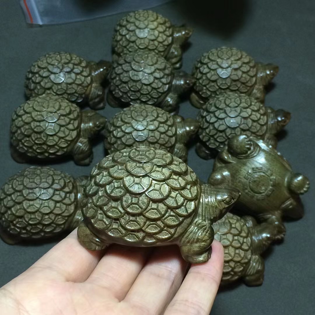四川金丝楠阴沉木金钱龟手把件创意文玩小摆件居装饰品桌面工艺品