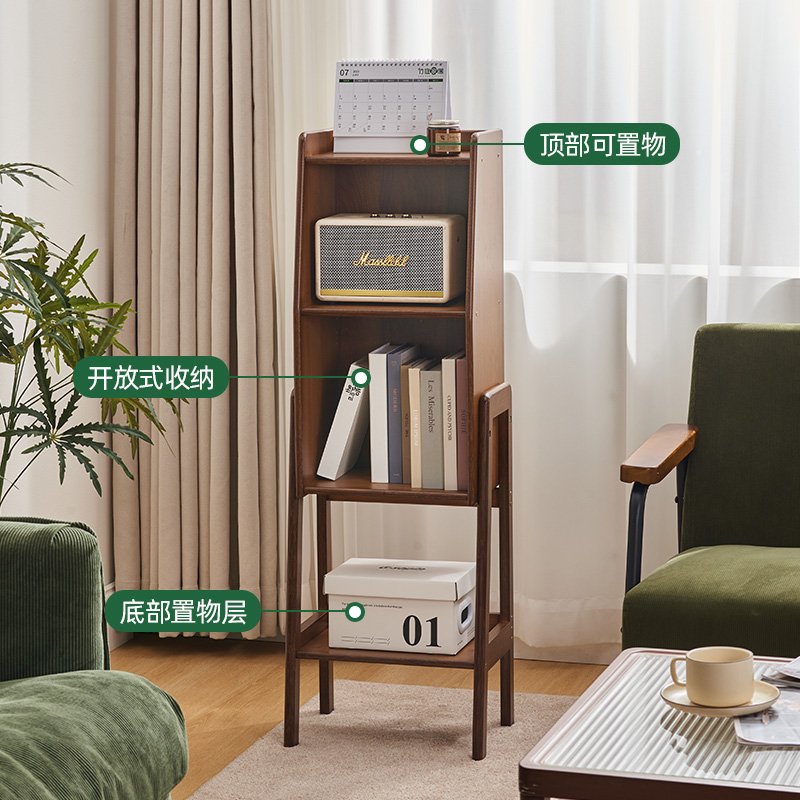 家用小书架置物架落地书柜简约客厅靠墙储物柜电视边柜多层展示柜