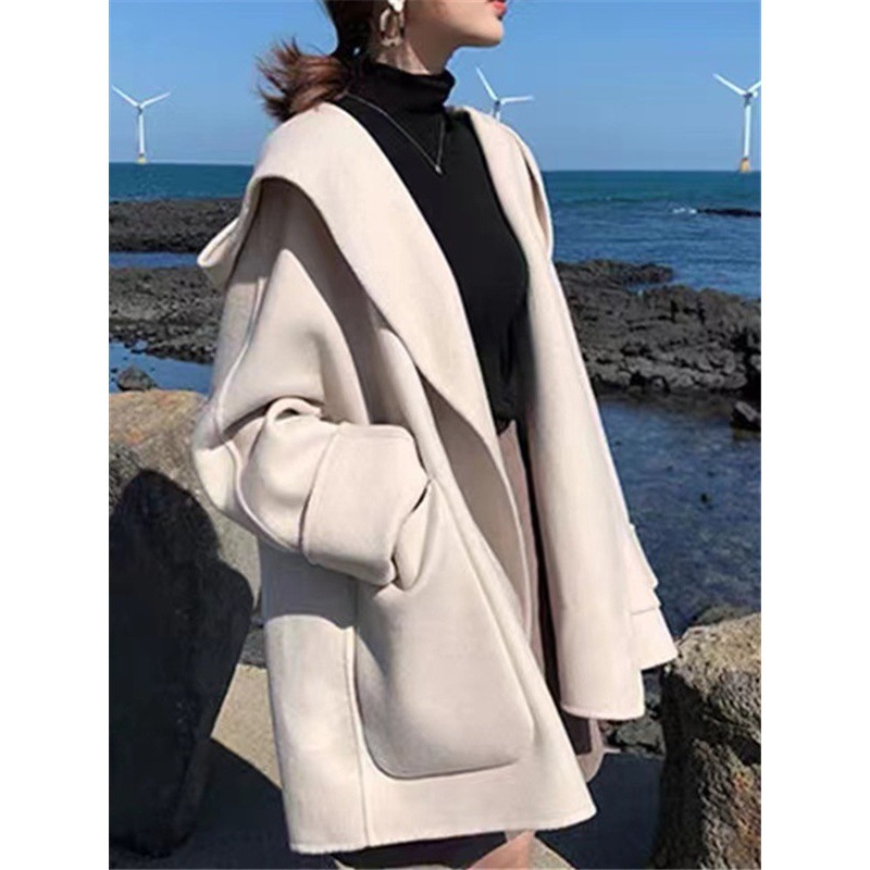 秋冬新款小个子洋气减龄短款加厚百搭森系双面呢子羊绒大衣外套女